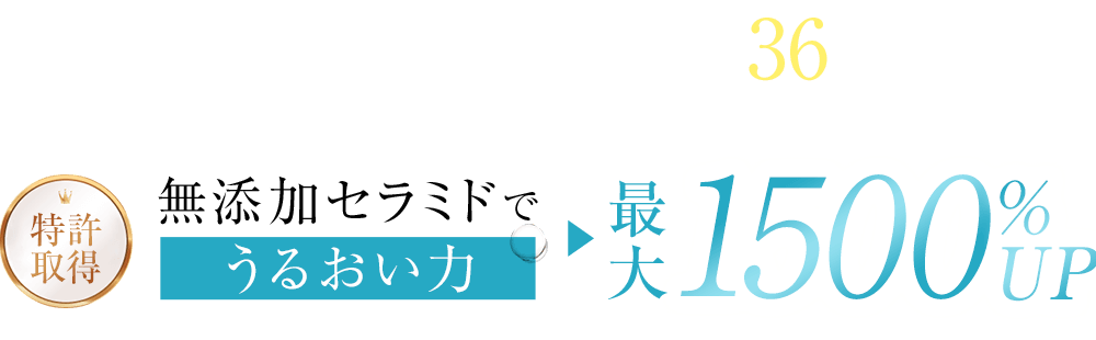 特許取得 無添加セラミドでうるおい力 最大1500%UP!