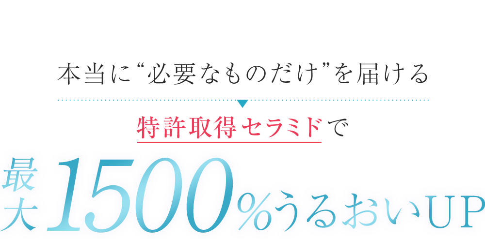 本当に“必要なものだけ”を届ける 特許取得セラミドで最大1500%うるおい力UP!