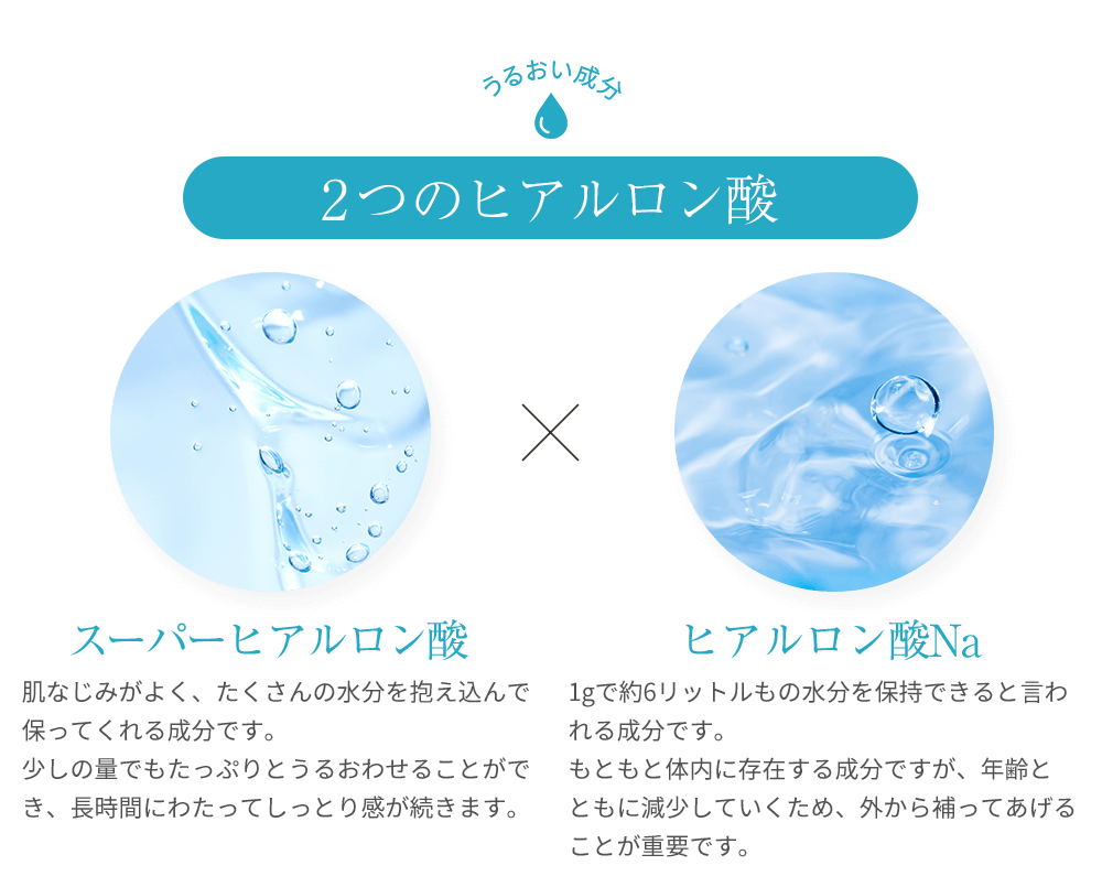 うるおい成分 2つのヒアルロン酸 スーパーヒアルロン酸 ヒアルロン酸Na